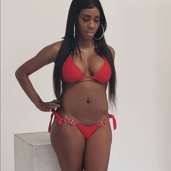 Women’s Red Jeweled Bikini Bottom - Picture 13 of 16